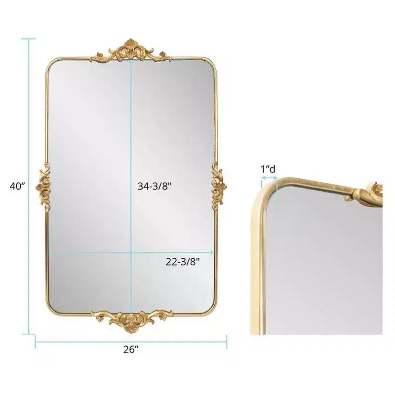 Miroir de courtoisie rectangulaire doré