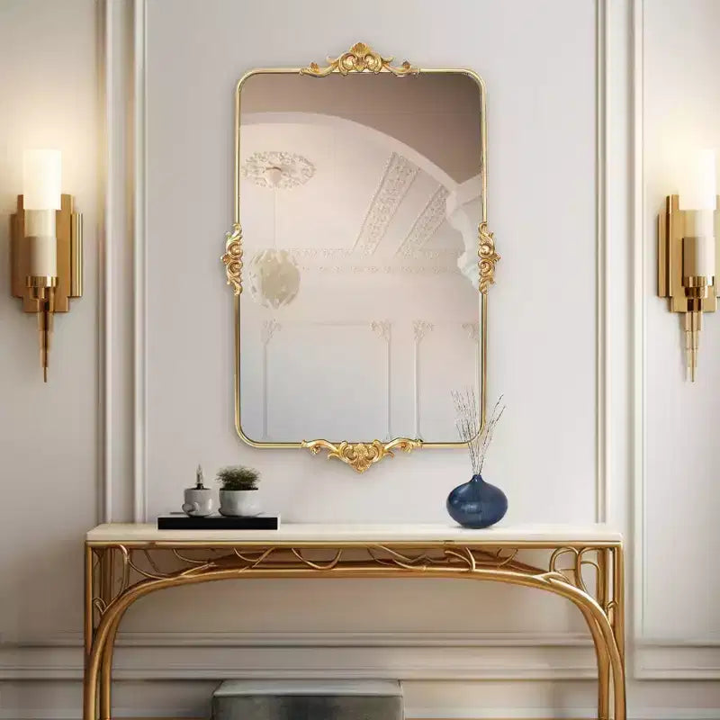 Miroir de courtoisie rectangulaire doré