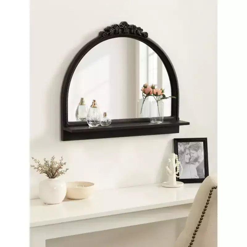 Miroir arche avec étagère noir