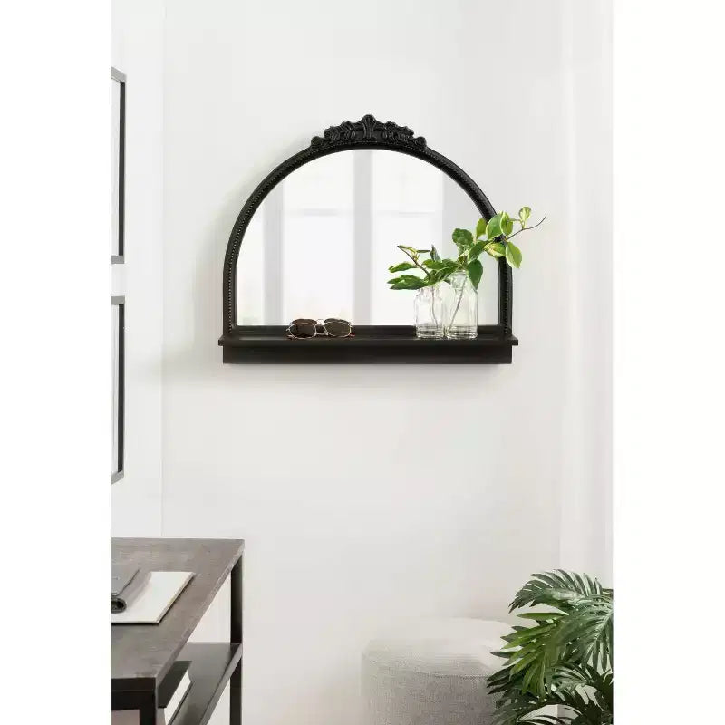 Miroir arche avec étagère noir