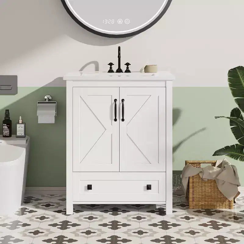 Meuble-lavabo avec vasque en céramique Meuble-lavabo de salle de bain moderne sur pied