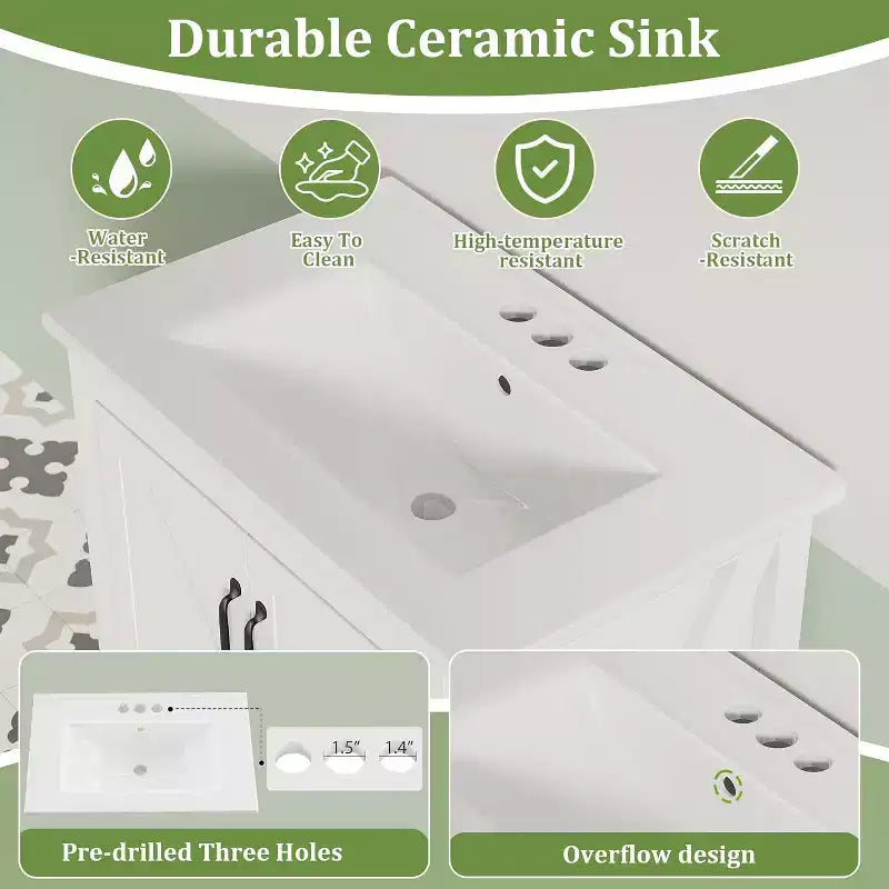 Meuble-lavabo avec vasque en céramique Meuble-lavabo de salle de bain moderne sur pied