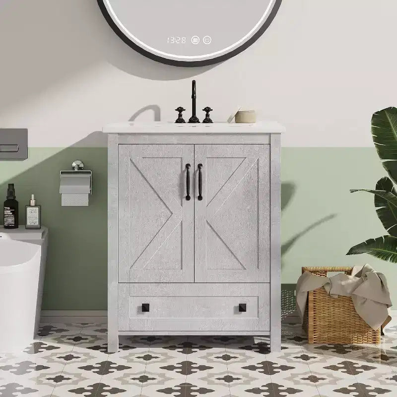 Meuble-lavabo avec vasque en céramique Meuble-lavabo de salle de bain moderne sur pied