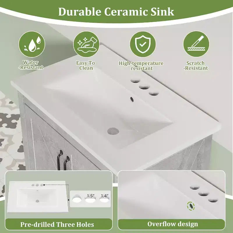 Meuble-lavabo avec vasque en céramique Meuble-lavabo de salle de bain moderne sur pied