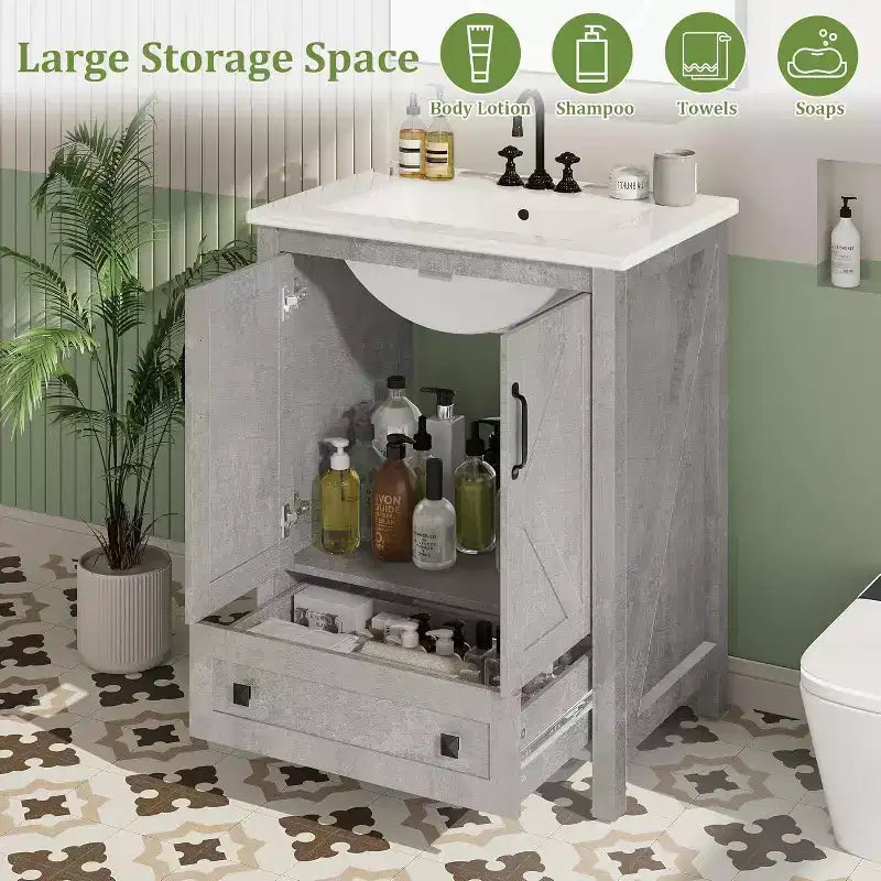 Meuble-lavabo avec vasque en céramique Meuble-lavabo de salle de bain moderne sur pied