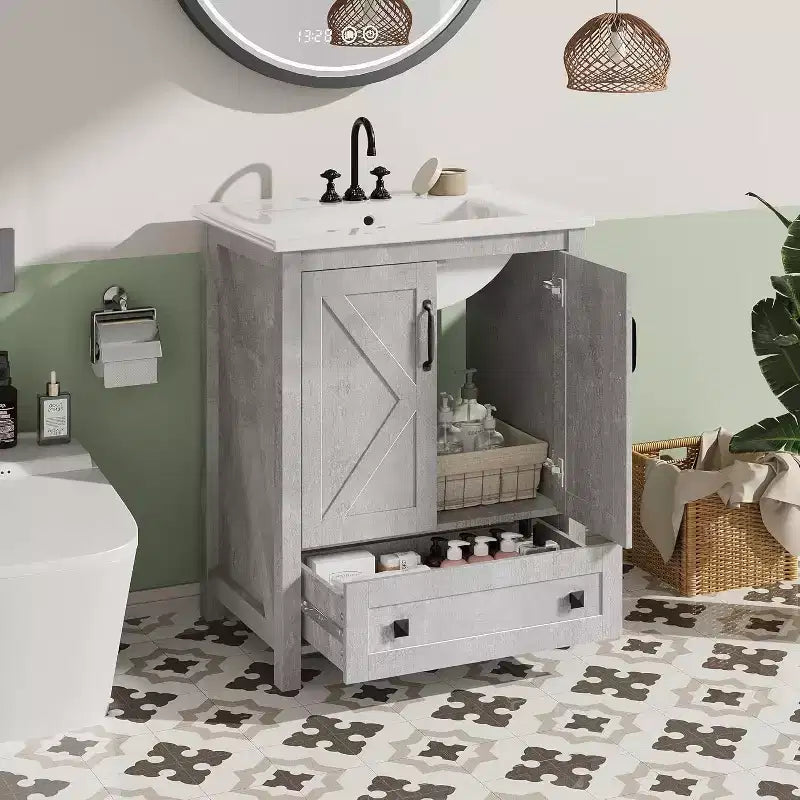 Meuble-lavabo avec vasque en céramique Meuble-lavabo de salle de bain moderne sur pied