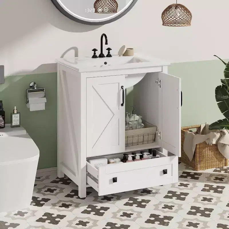 Meuble-lavabo avec vasque en céramique Meuble-lavabo de salle de bain moderne sur pied