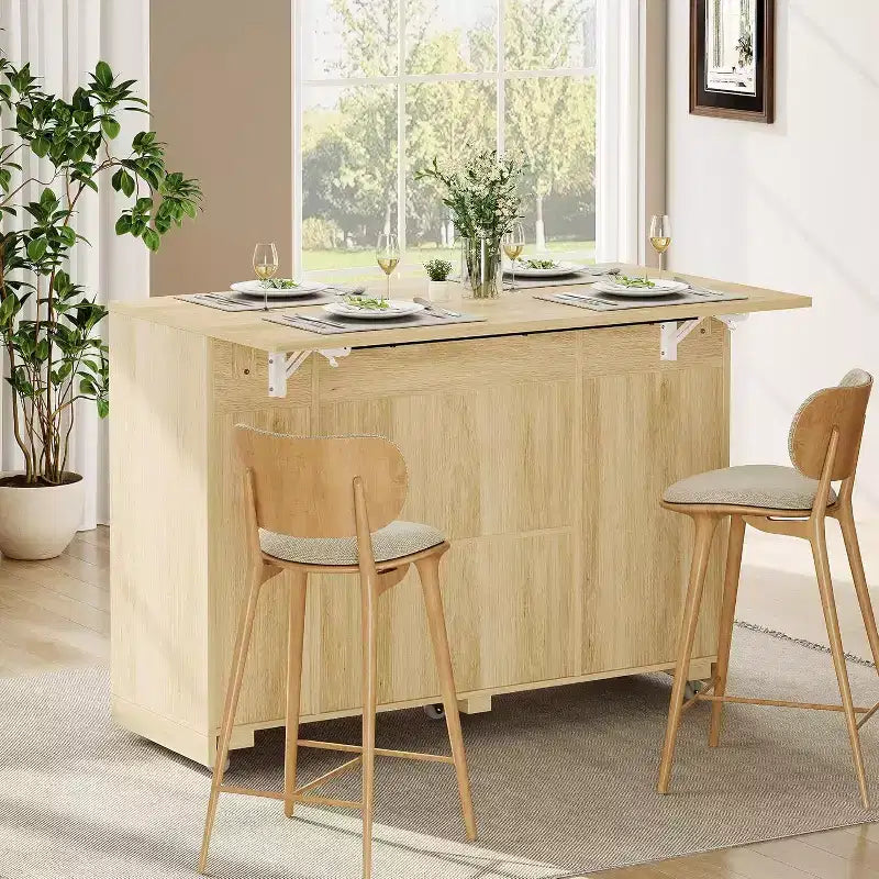 Îlot de cuisine avec abattant, meuble de rangement d'appoint roulant pour cuisine