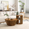 31.5 Inch Farmhouse Octagonal Coffee Table Rubber Wood Center Table with Modern Design for Living Room and Office