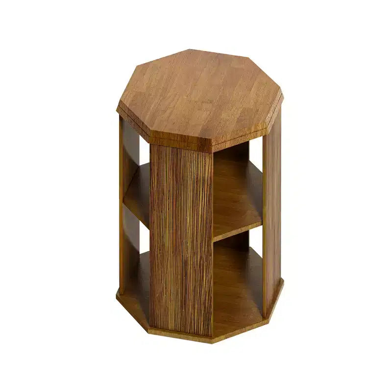 Table basse octogonale de ferme en bois d'hévéa