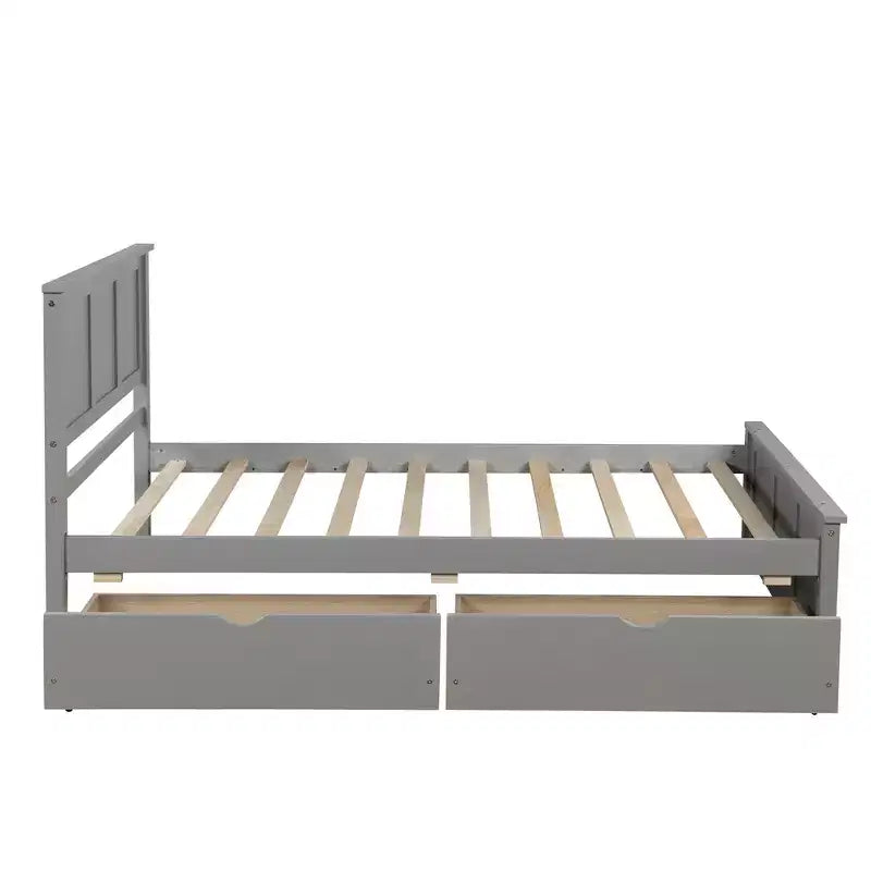 Lit plateforme avec rangement, 2 tiroirs et roulettes