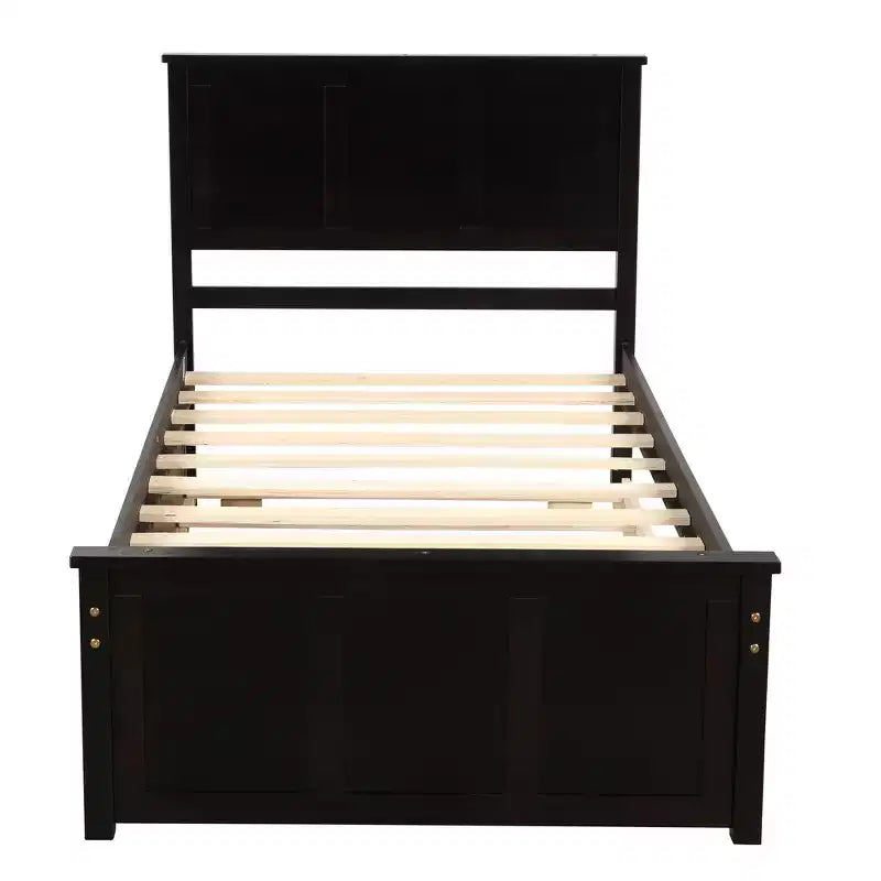 Lit plateforme avec rangement, 2 tiroirs et roulettes
