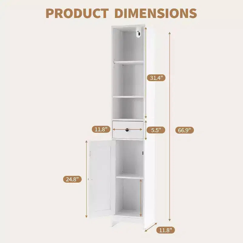 Meuble de rangement haut de salle de bain, étroit et mince, sur pied