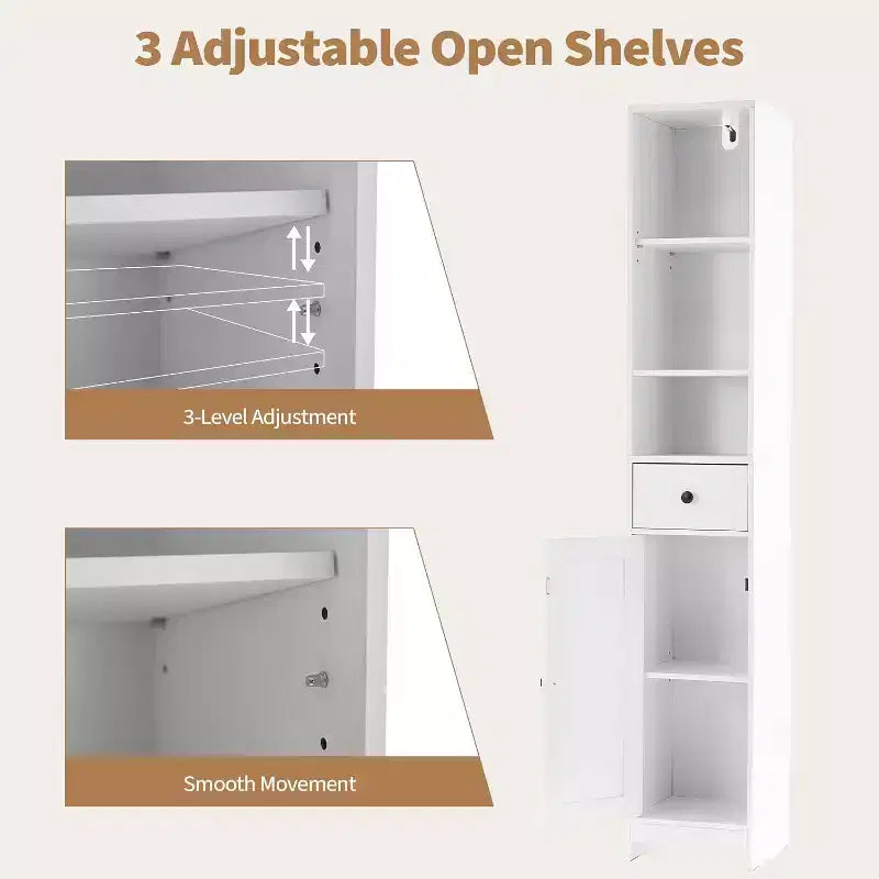 Meuble de rangement haut de salle de bain, étroit et mince, sur pied
