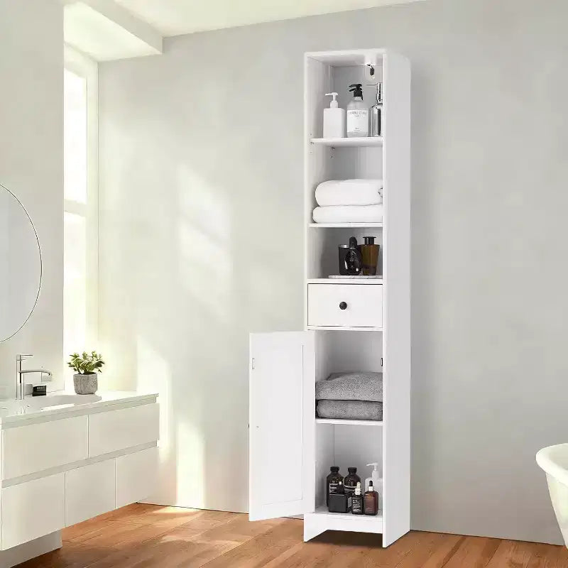 Meuble de rangement haut de salle de bain, étroit et mince, sur pied