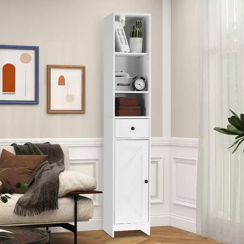 Meuble de rangement haut de salle de bain, étroit et mince, sur pied