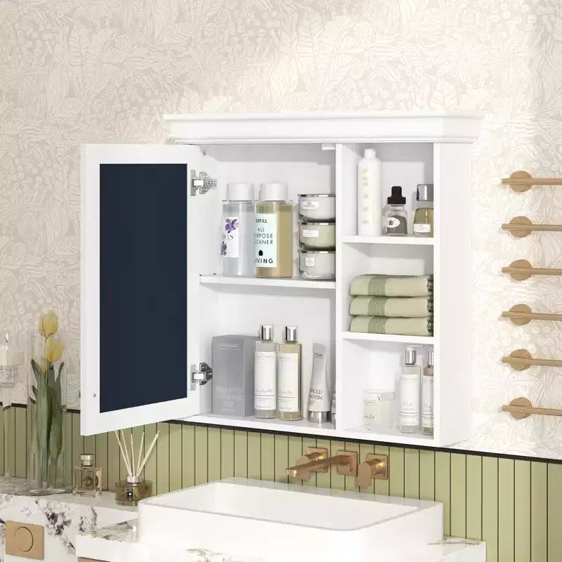 Armoire à pharmacie murale avec miroir et organisateur de rangement