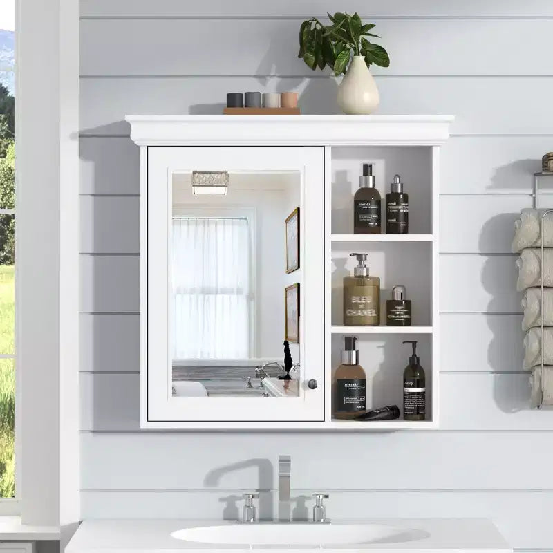 Armoire à pharmacie murale avec miroir et organisateur de rangement