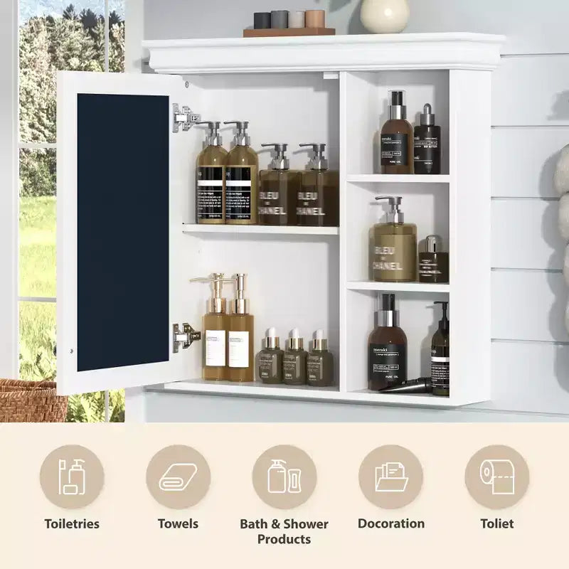 Armoire à pharmacie murale avec miroir et organisateur de rangement