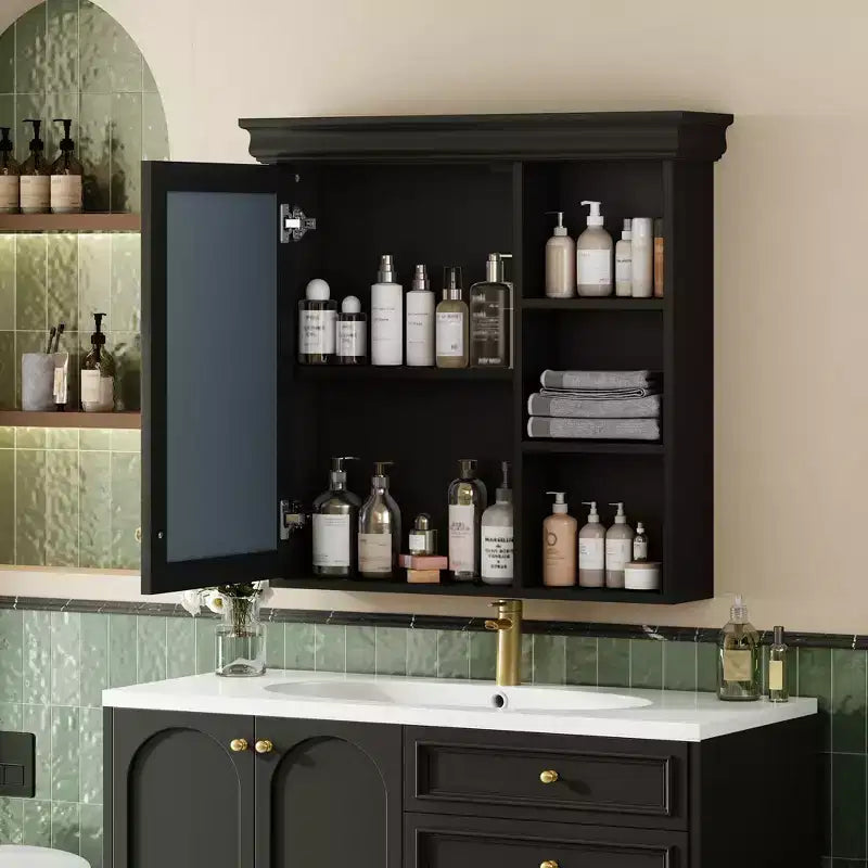 Armoire à pharmacie murale avec miroir et organisateur de rangement
