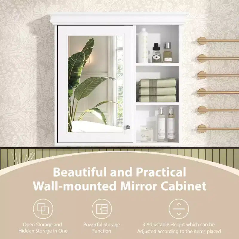 Armoire à pharmacie murale avec miroir et organisateur de rangement