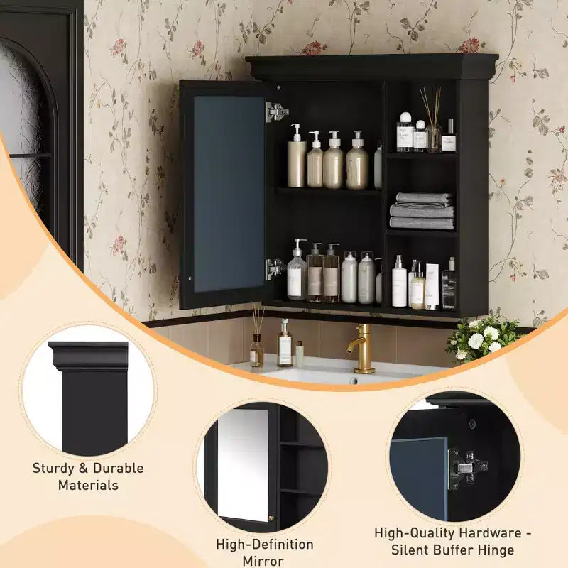 Armoire à pharmacie murale avec miroir et organisateur de rangement