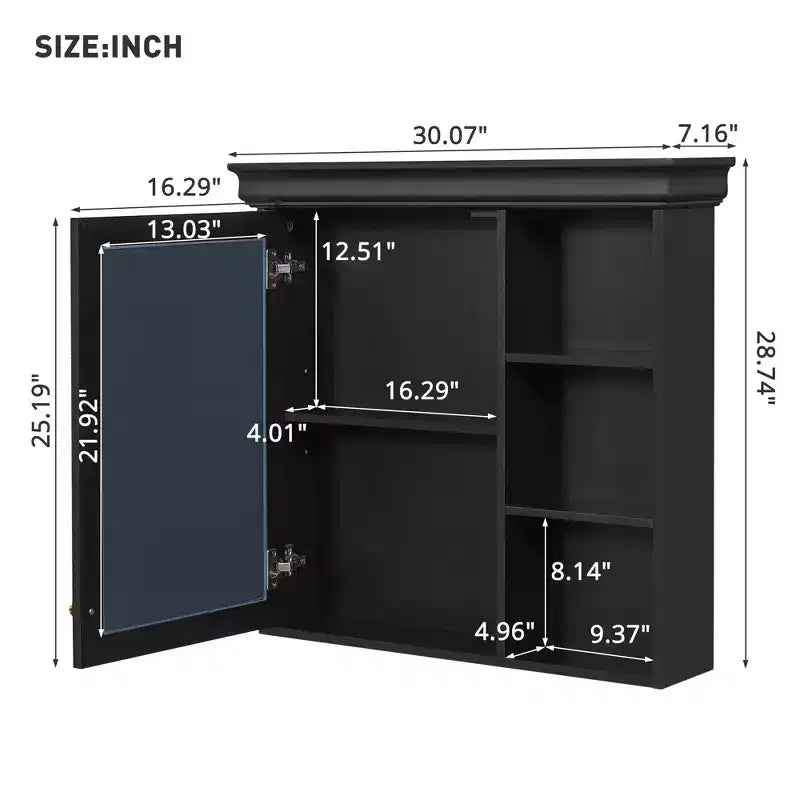 Armoire à pharmacie murale avec miroir et organisateur de rangement