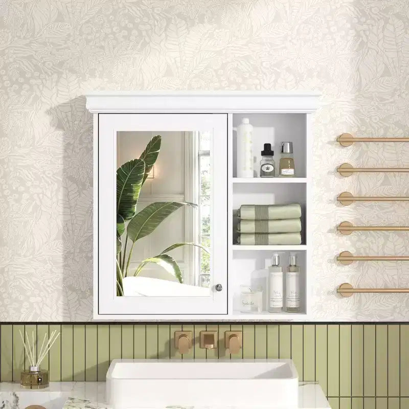 Armoire à pharmacie murale avec miroir et organisateur de rangement