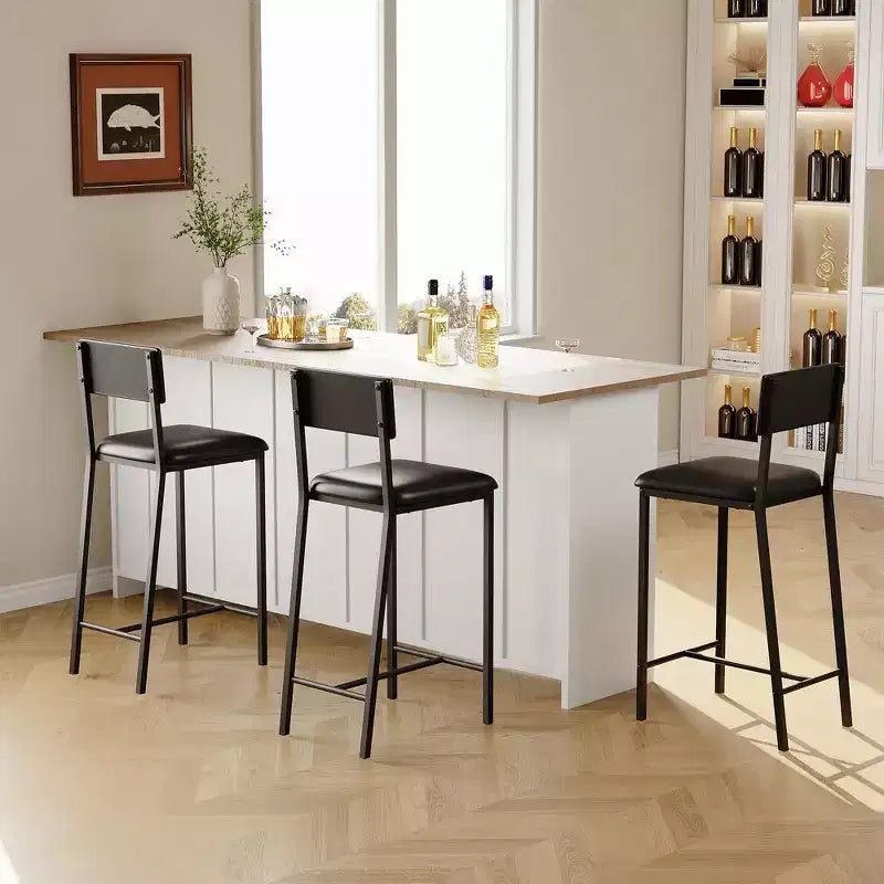 Ensemble Table de Salle à Manger pour 2, Table Hauteur Comptoir avec 2 Chaises Rembourrées et Étagères de Rangement, Ensemble Bistro Table et 2 Chaises