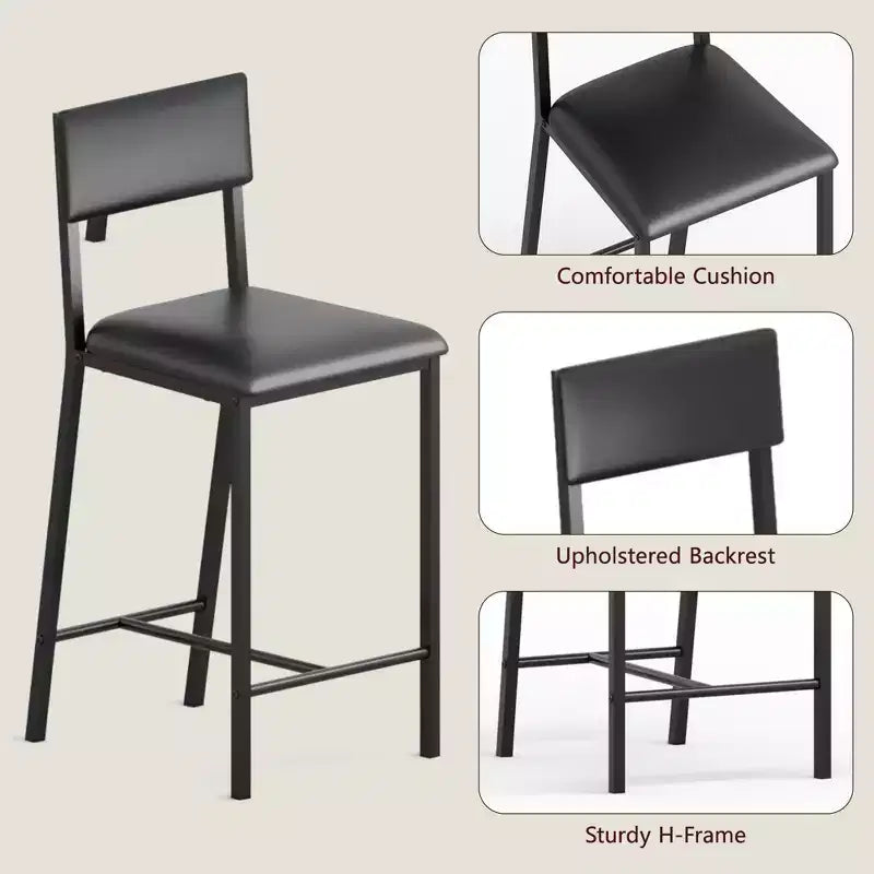 Ensemble Table de Salle à Manger pour 2, Table Hauteur Comptoir avec 2 Chaises Rembourrées et Étagères de Rangement, Ensemble Bistro Table et 2 Chaises