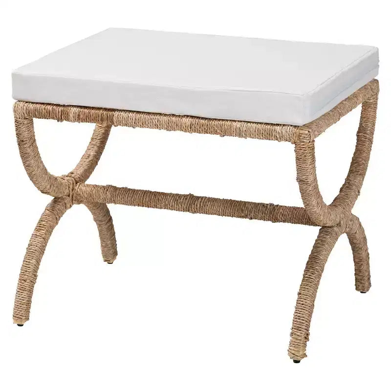 Repose-pieds en rotin marron naturel