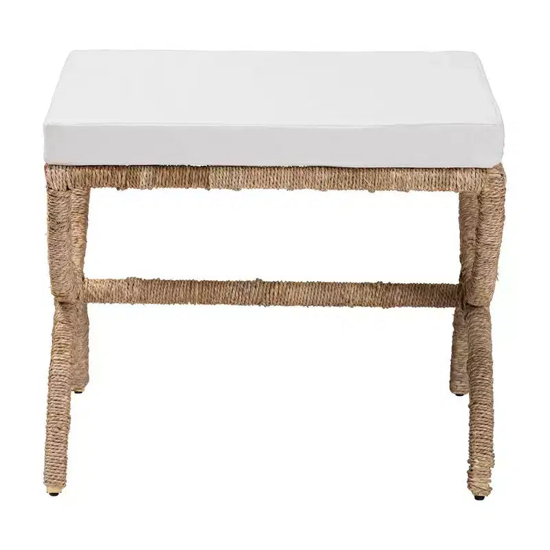 Repose-pieds en rotin marron naturel