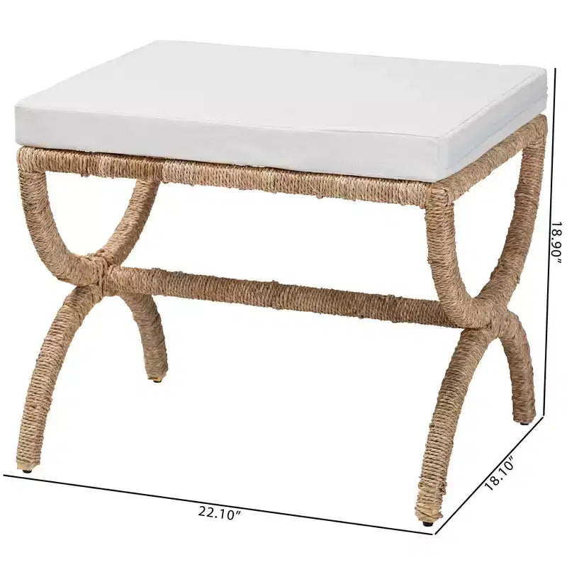 Repose-pieds en rotin marron naturel