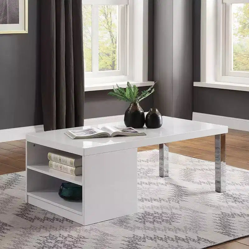 Table basse blanc brillant/chrome