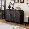 47.2W Retro Sideboard Minimalist Curved Storage Cabinet with Gold Handles and Adjustable Dividers 4B -ModernLuxe
