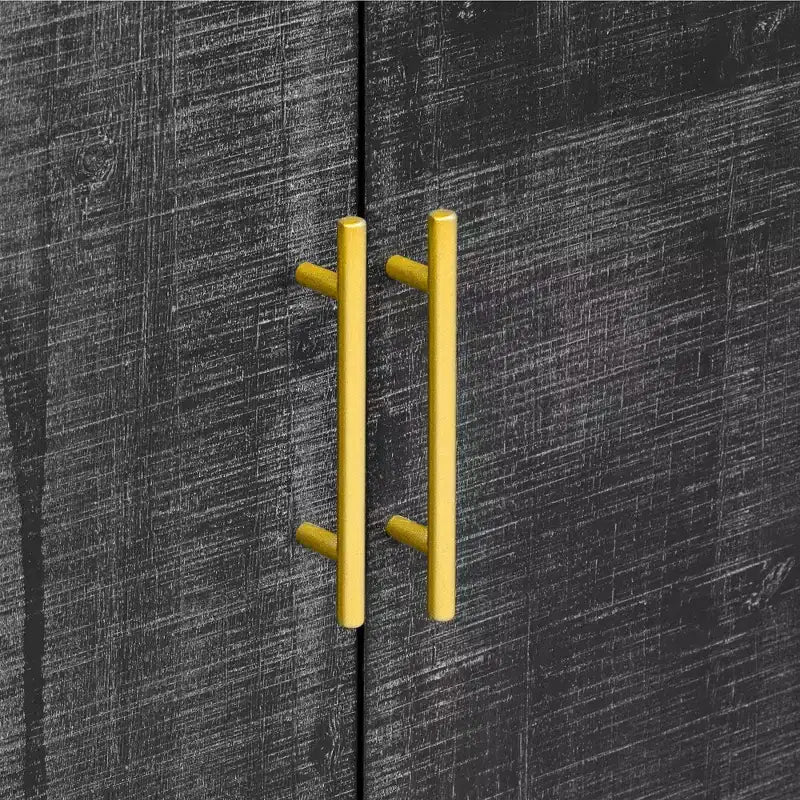Buffet Rétro Minimaliste avec Portes Courbes et Poignées Dorées