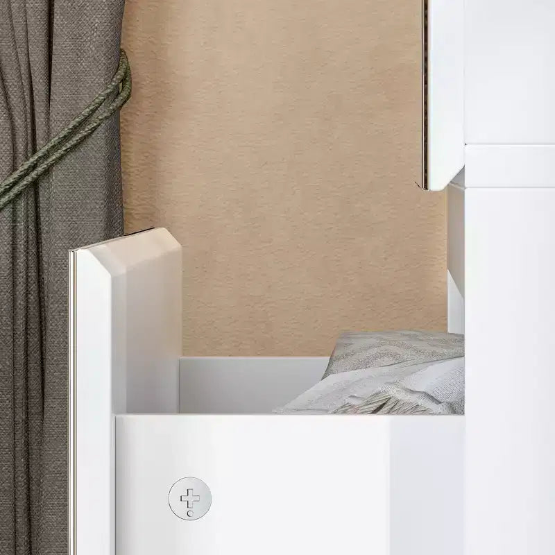 Armoire blanche avec tringle à vêtements et portes miroirs