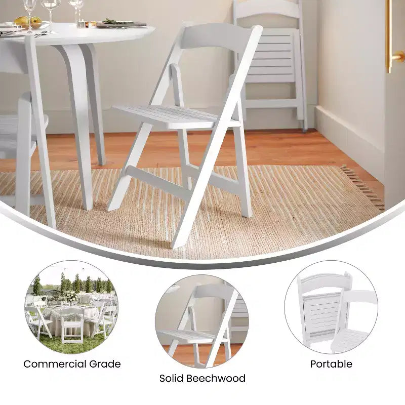 Chaise de salle à manger en bois massif au design pliable et à la finition élégante
