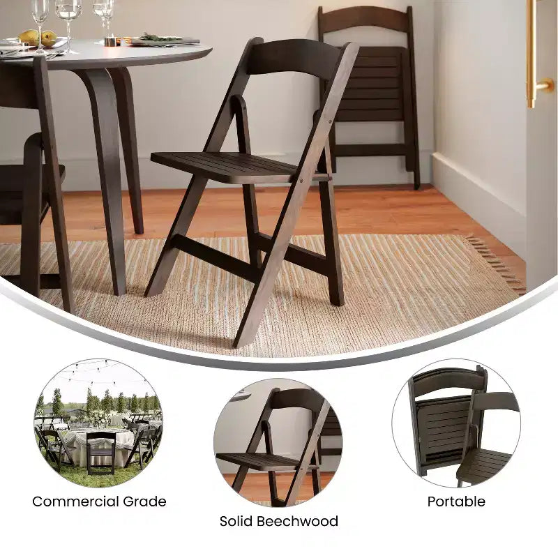 Chaise de salle à manger en bois massif au design pliable et à la finition élégante