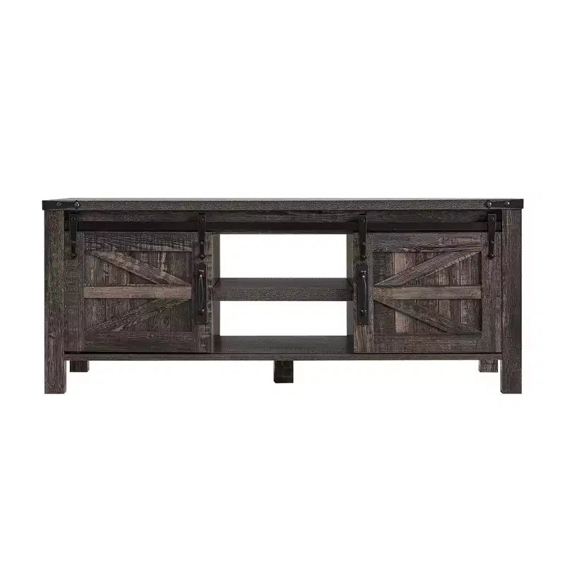 Table basse de ferme relevable de 48 pouces avec porte coulissante de style grange et étagère réglable
