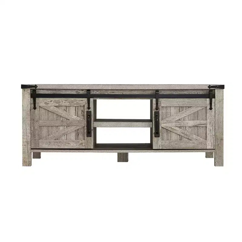 Table basse de ferme relevable de 48 pouces avec porte coulissante de style grange et étagère réglable