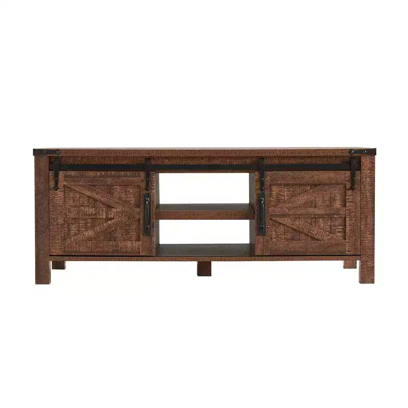 Table basse de ferme relevable de 48 pouces avec porte coulissante de style grange et étagère réglable