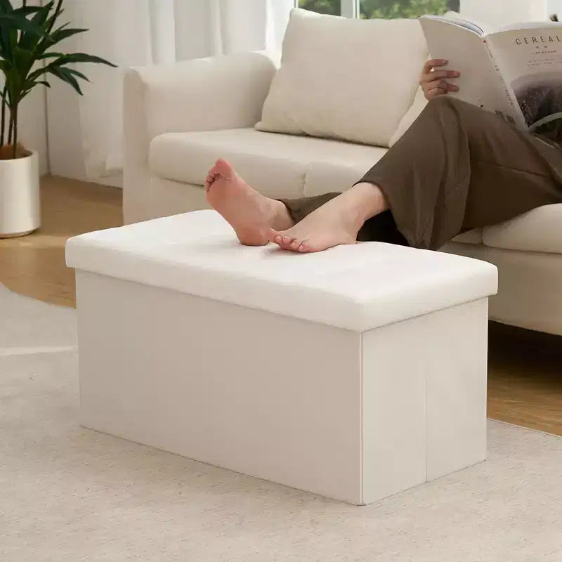 Banc de rangement pliant en velours, coffre à jouets, repose-pieds
