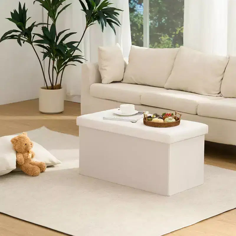 Banc de rangement pliant en velours, coffre à jouets, repose-pieds