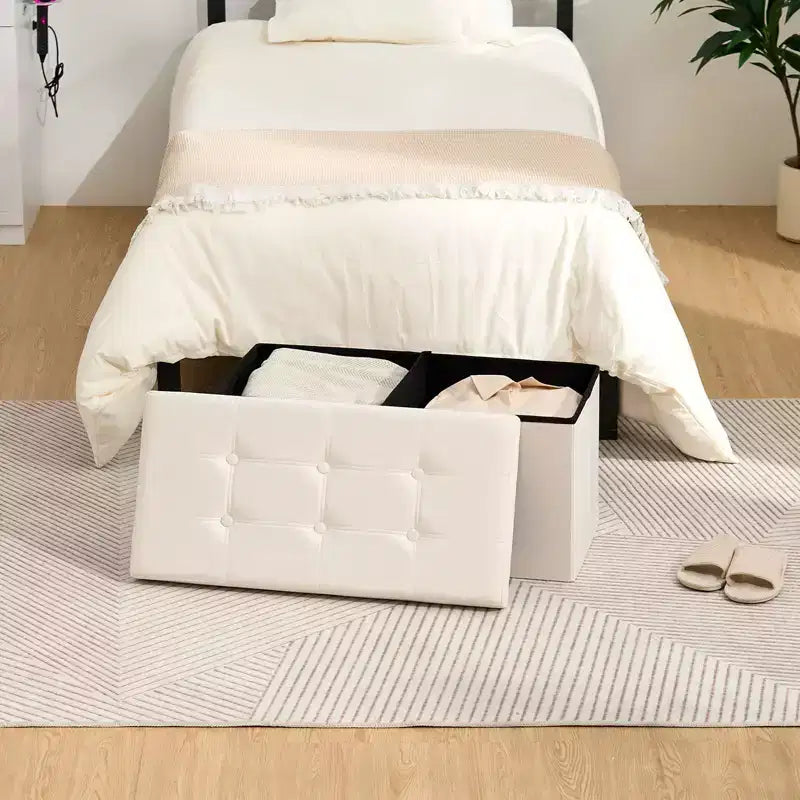 Banc de rangement pliant en velours, coffre à jouets, repose-pieds