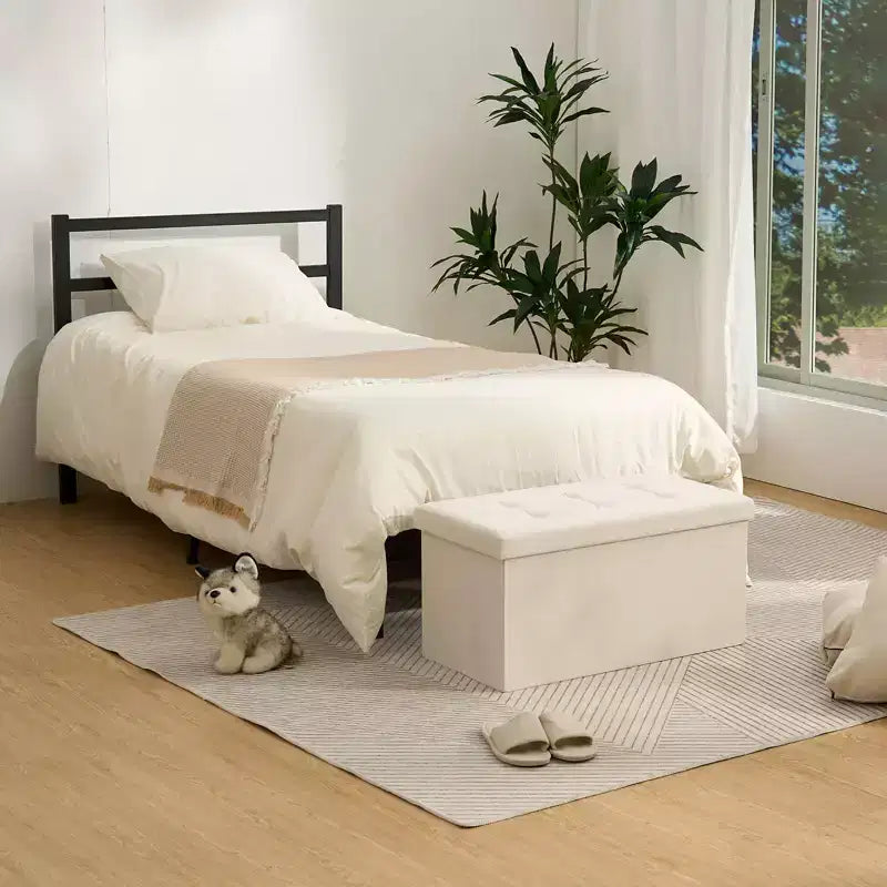 Banc de rangement pliant en velours, coffre à jouets, repose-pieds