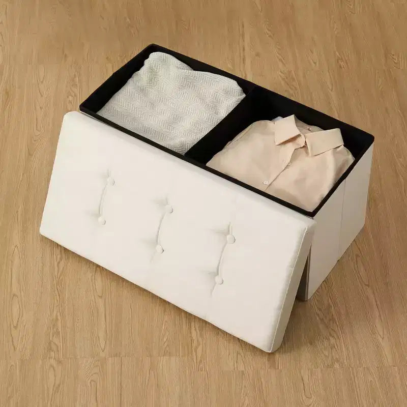 Banc de rangement pliant en velours, coffre à jouets, repose-pieds