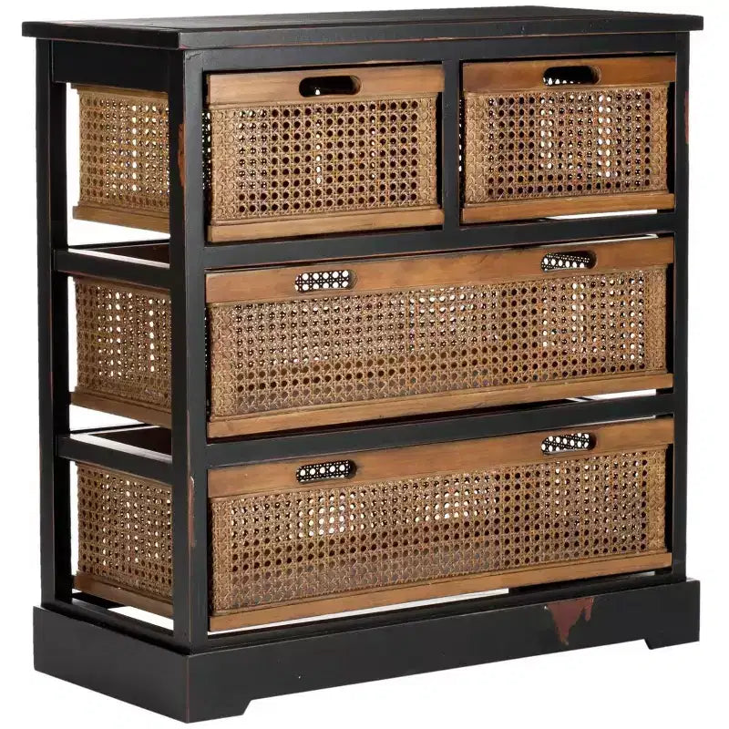 Meuble de rangement en rotin à quatre tiroirs