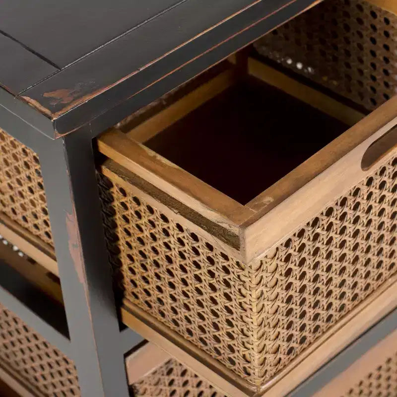 Meuble de rangement en rotin à quatre tiroirs