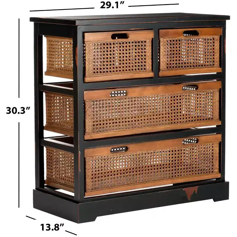 Meuble de rangement en rotin à quatre tiroirs